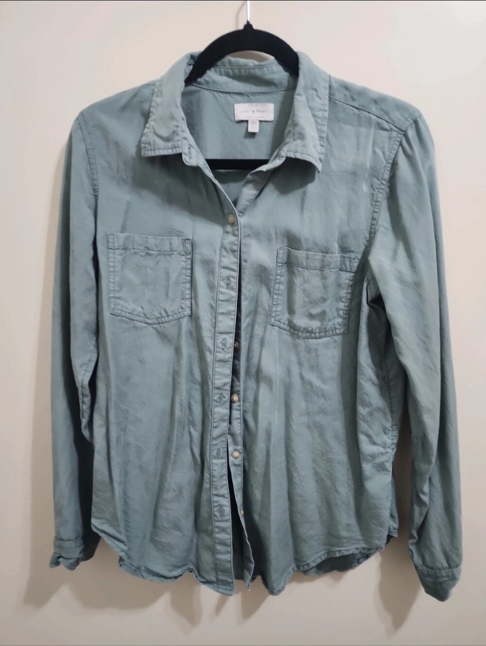 Lucky Brand Womens Light Sage Button-Down Shirt